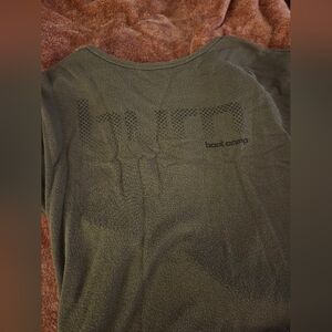 Burn Boot Camps Women's Olive Crew Neck Sweater With Open Back Sz. XS